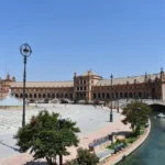 Plaza de España in Seville at golden hour, one of the best cities to visit in Spain